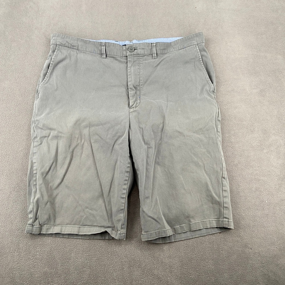 American Tall‎ Mens Chino Shorts Gray Olive Sz 40 Tall Flat Front Stretch Casual